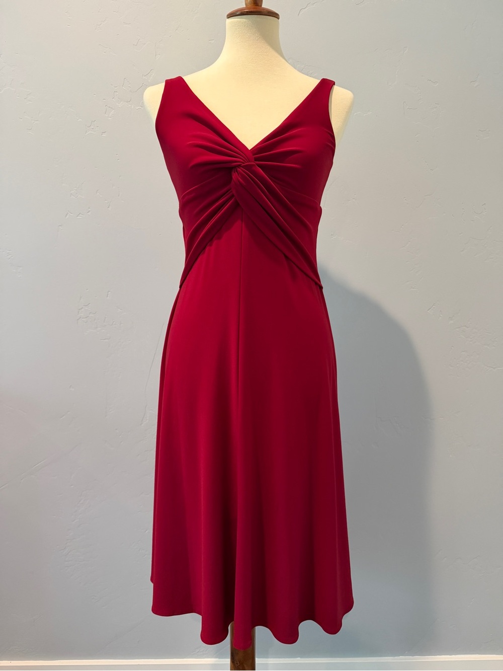 Jones New York Crimson Red Twist Knot Dress - Machine Washable